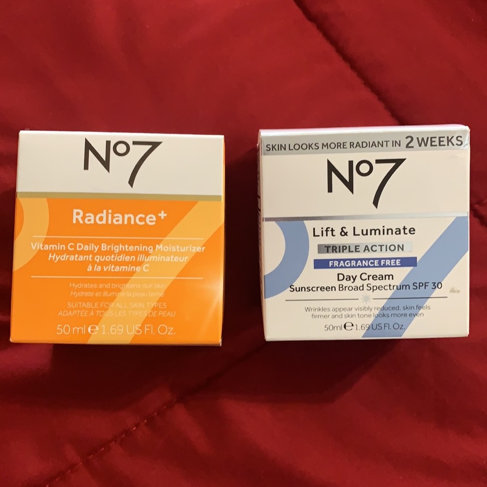 Brand New! Never used! No7 lift and luminary day cream and vitaminC moisturizer